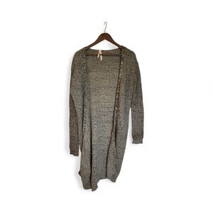 Women's Elegant Open-Front Cardigan Long Sleeve Size large Gray Sweater